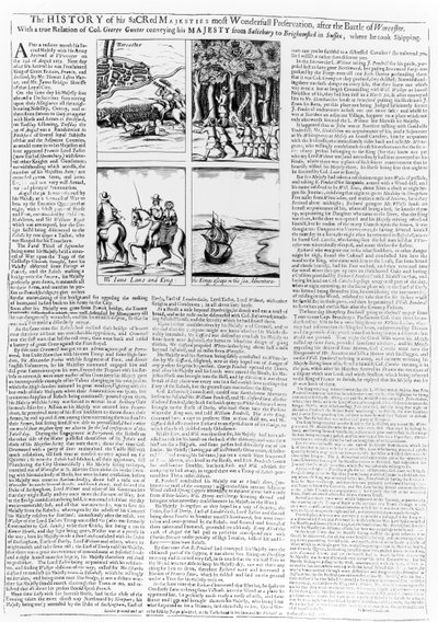 Historien om slaget ved Worcester, udgivet 1660 af English School